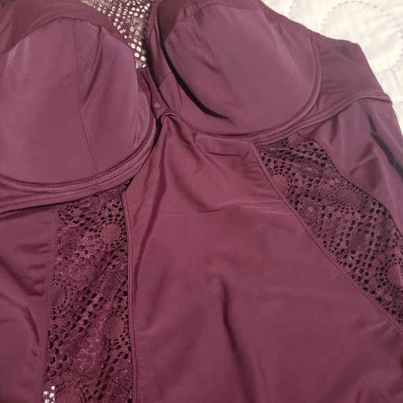 Wine colored Adore Me one piece Bathing suit - Picture 3 of 8